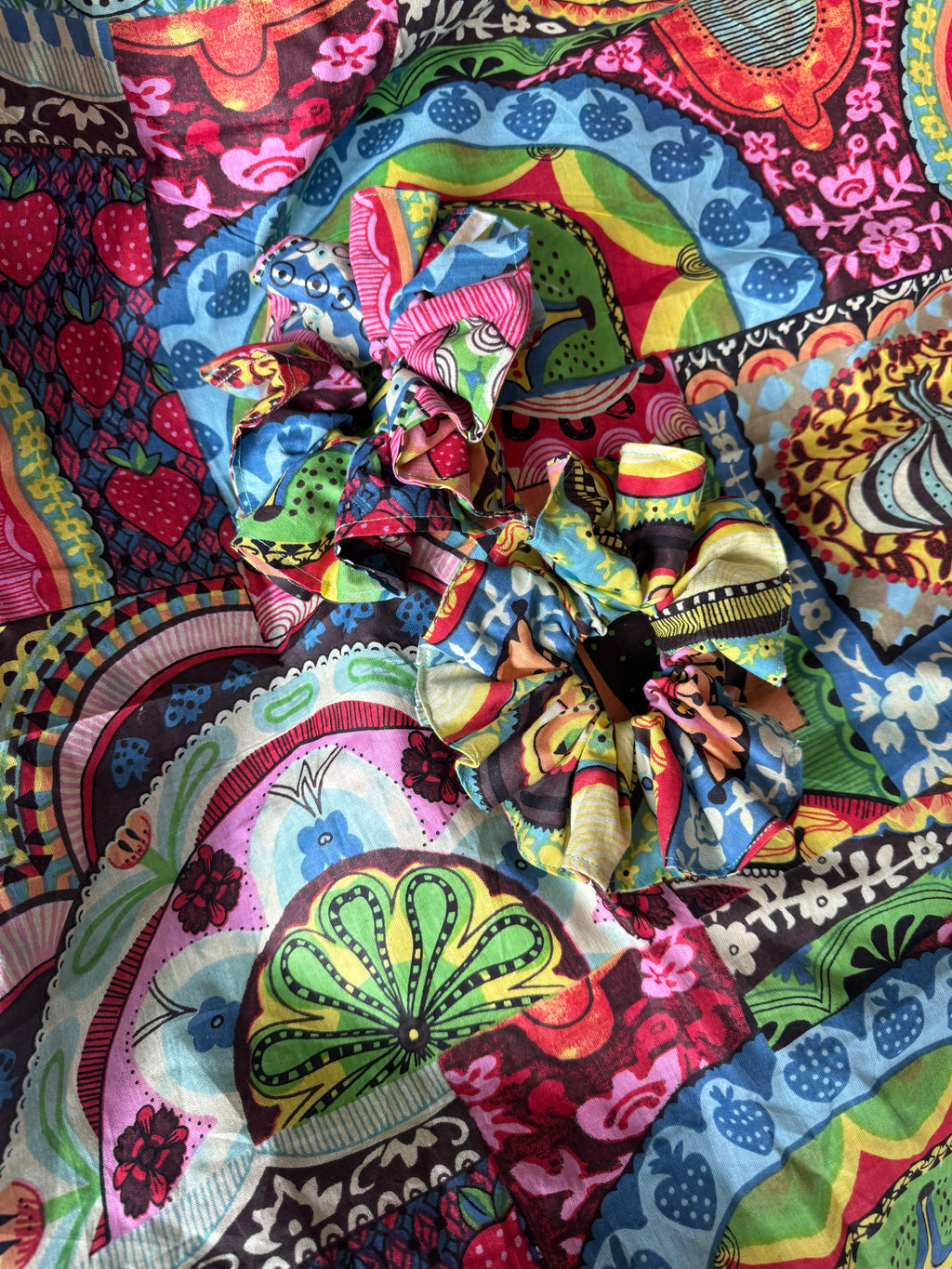 Indian Block Print Cotton Scrunchie